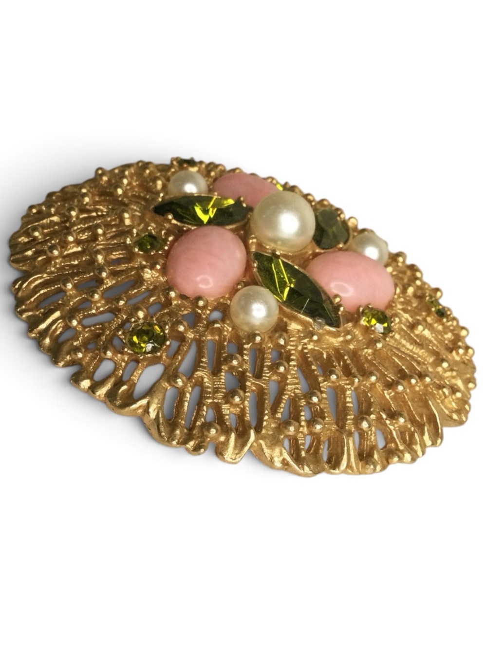 Vintage Sarah Coventry 'Fashion Splendor' Gold‑Tone Floral Statement Brooch - Picture 5 of 12